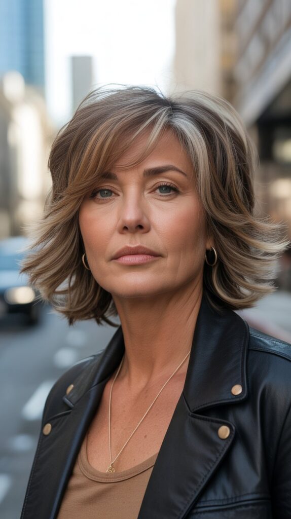 Best 30+ Very Layered Medium Hairstyles for Women Over 50 4 Choppy Layered Cut with Highlights