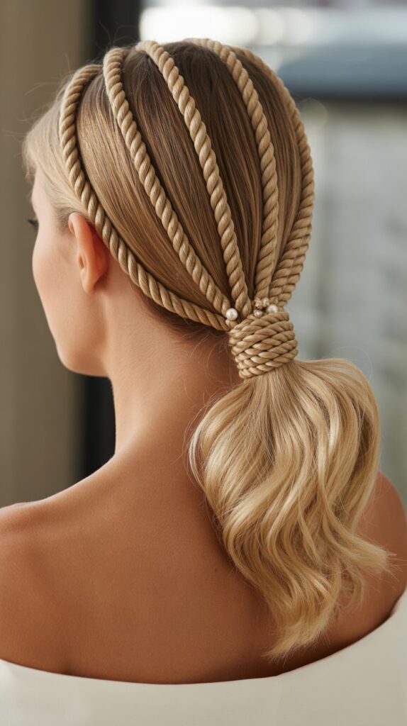 30+ Stunning Beach Wedding Hairstyles That Will Make Waves 26 . Low Twisted Ponytail