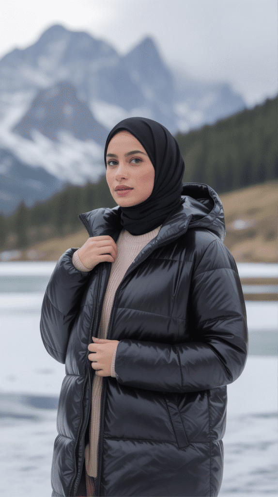 25 Modest Winter Outfits for Women with Hijab That Stay Fashionable 25 Longline Down Coat Over Everyday Casual Outfit