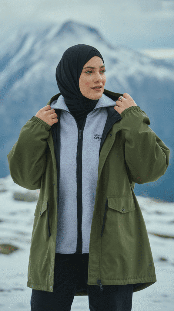 25 Modest Winter Outfits for Women with Hijab That Stay Fashionable 20 Waterproof Parka Over Casual Layers