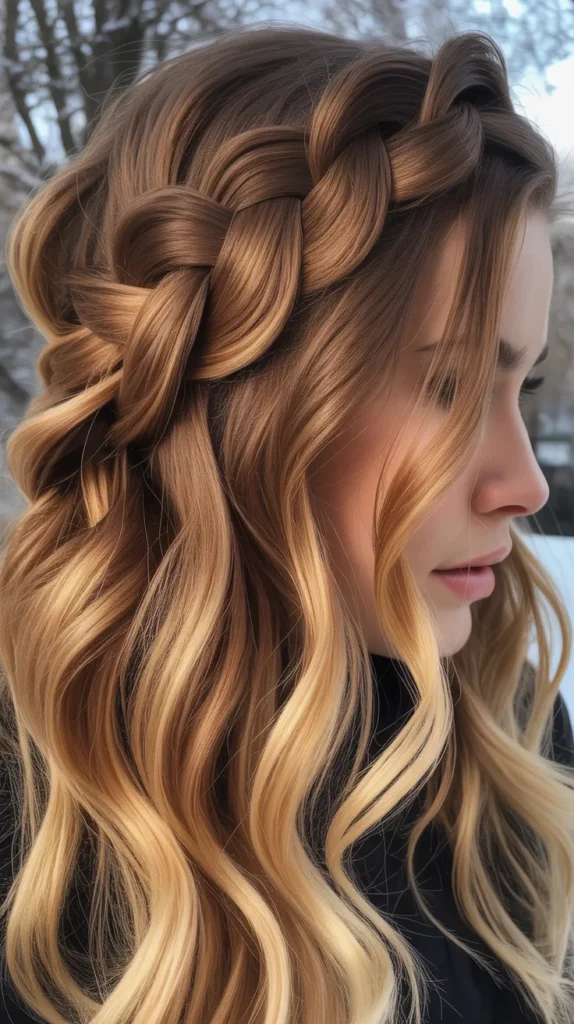 Waterfall Braid with Honey Blonde Balayage