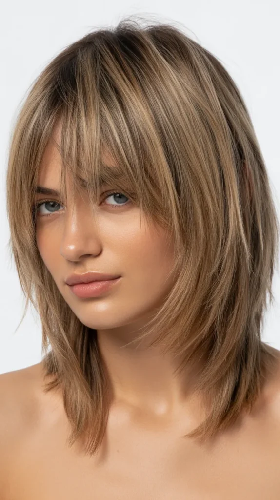 Long Bob with Choppy Layers and Textured Fringe