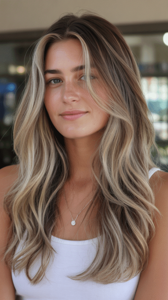 Flaxen Blonde Highlights with Cocoa Lowlights