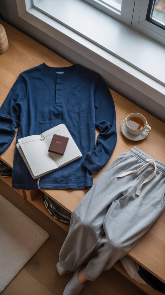 25 Modern DTI Outfits for the Self Care Sunday Vibe 7 Cotton Henley and Joggers