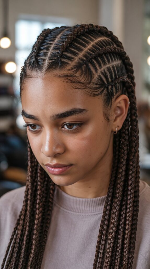Cornrows with Rich Chocolate Brown