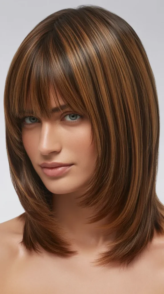 Sleek Straight Long Bob with Curtain Bangs