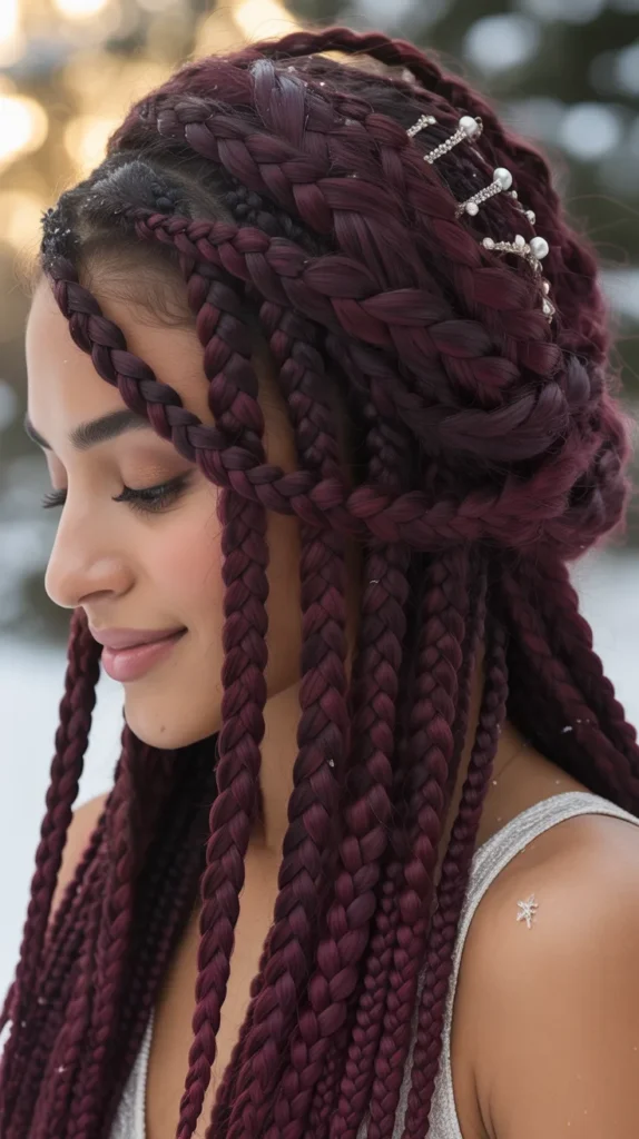  Deep Burgundy Box Braids