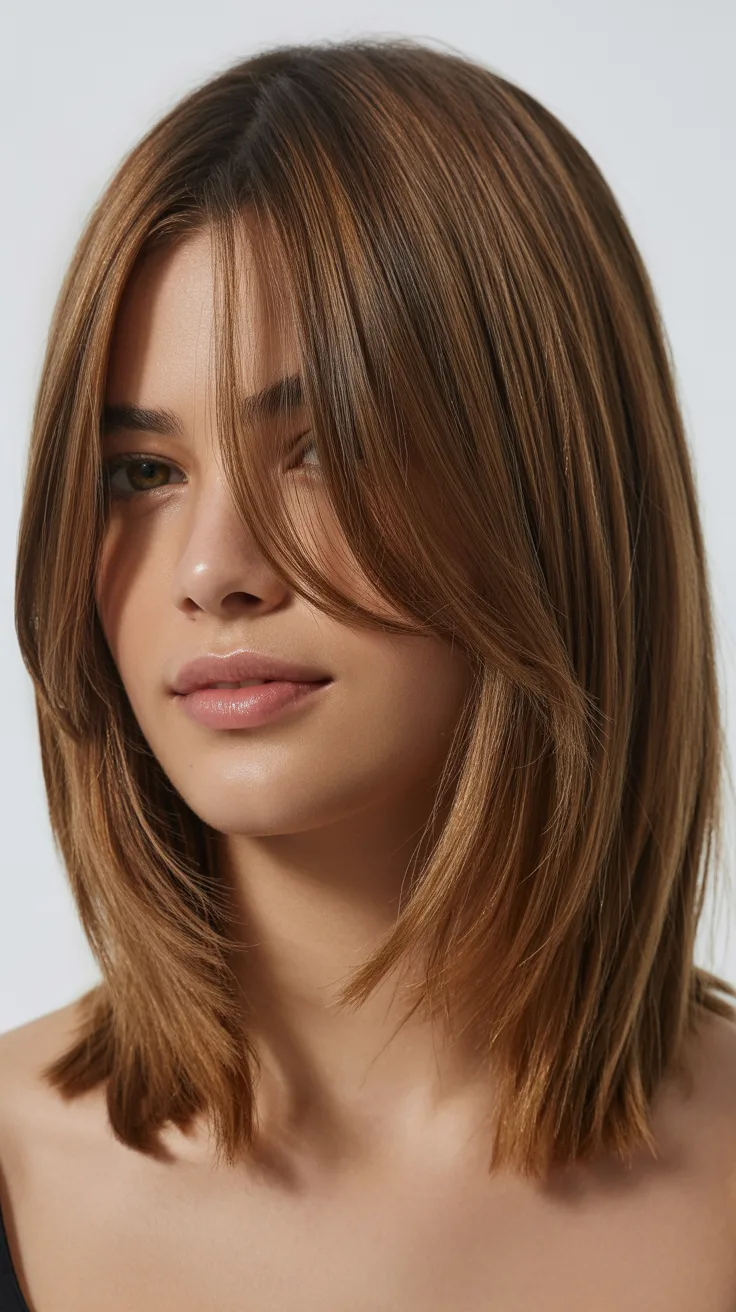 26 Chic Long Bob with Curtain Bangs Wispy Layers