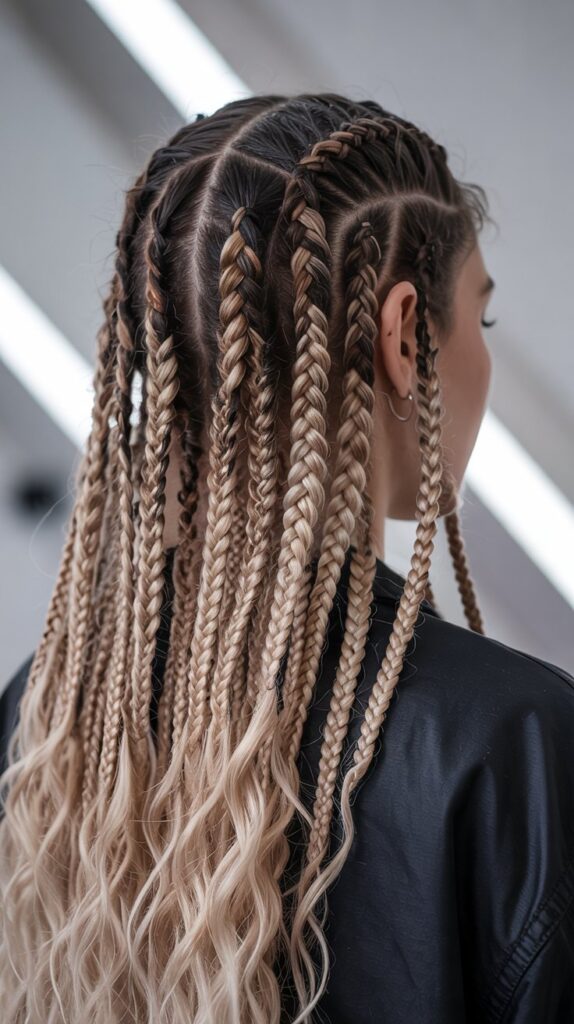 27 Beautiful Winter Hair Braid Color Inspirations 27 Ombre Blonde to Brunette Triangle Braids