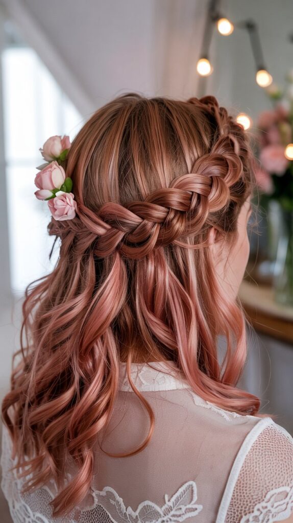 27 Beautiful Winter Hair Braid Color Inspirations 4 Rose Gold Crown Braids