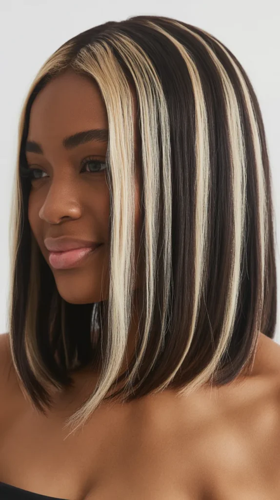  Long Bob with Platinum Highlights