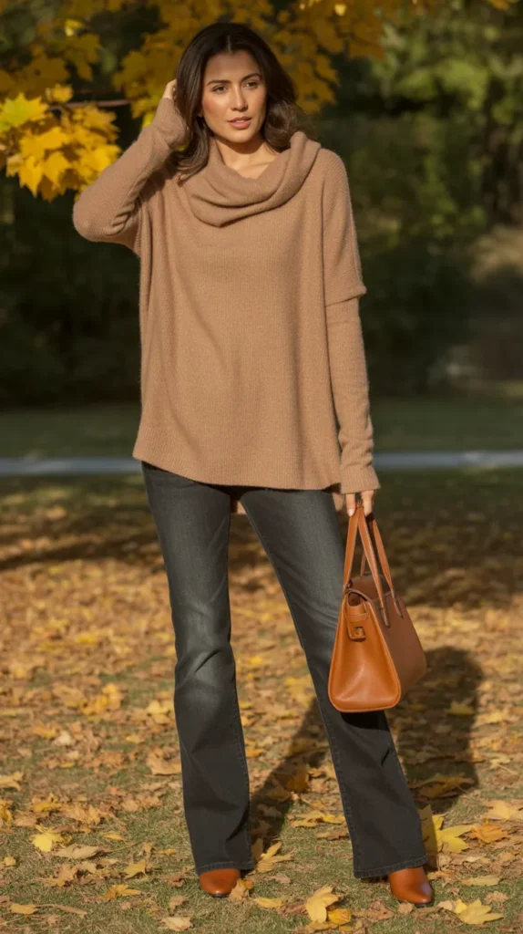  Cowl Neck Sweater and Bootcut Jeans