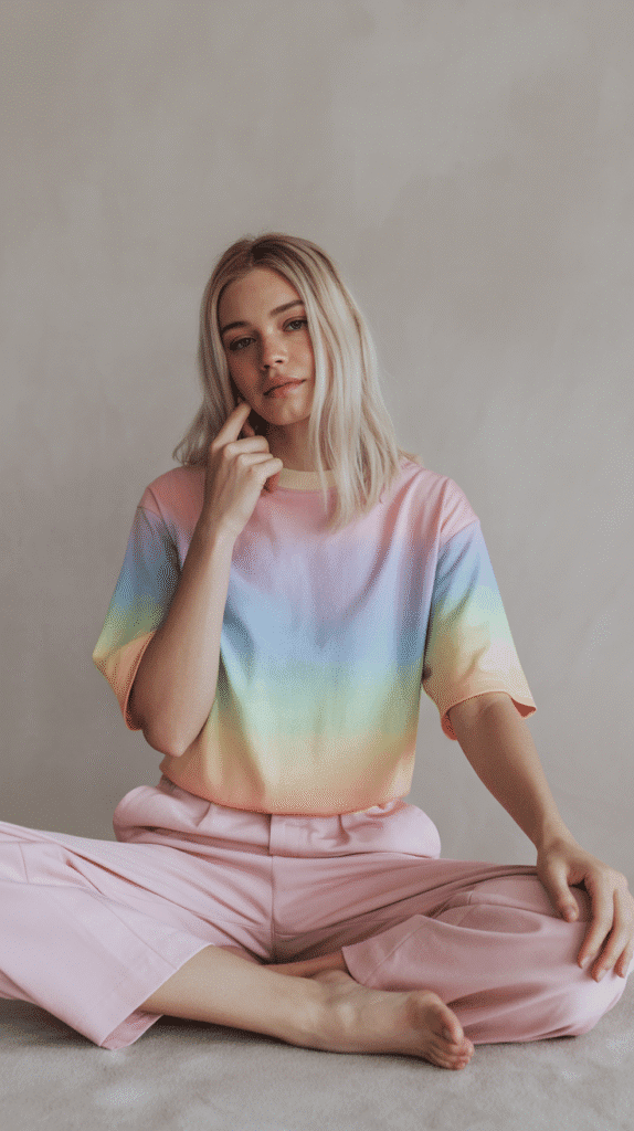 36 Cute Self Care Sunday Dress to Impress No-VIP Styles 14 Pastel Rainbow Harmony