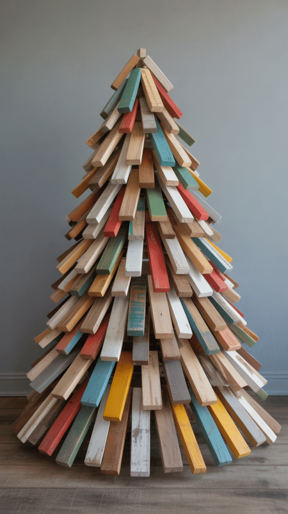Top 33+ DIY Wooden Christmas Trees Anyone Can Make 33 Reclaimed Wood Patchwork Christmas Tree