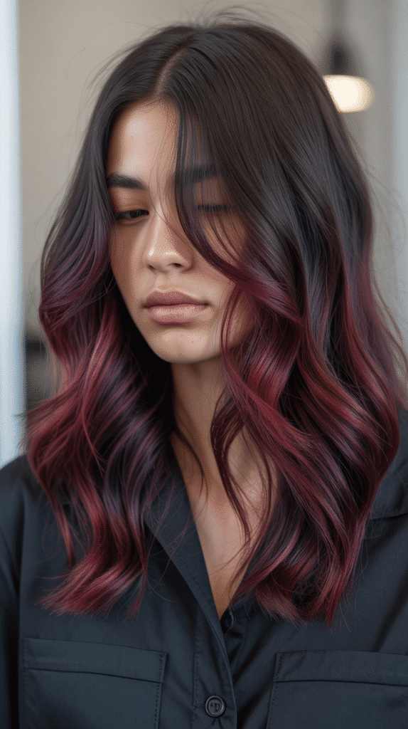 30+ Stunning Burgundy Hair Color Ideas That Will Turn Heads 31 Burgundy Peekaboo Highlights