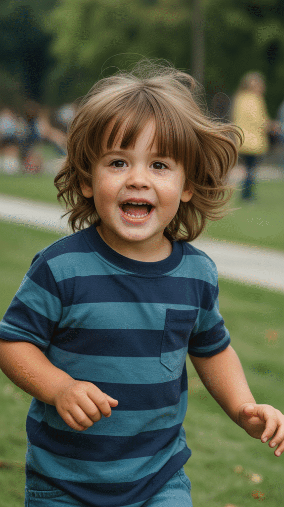 22 Longer Toddler Boy Haircuts for a Stylish Look 17 Textured Shag with Bangs
