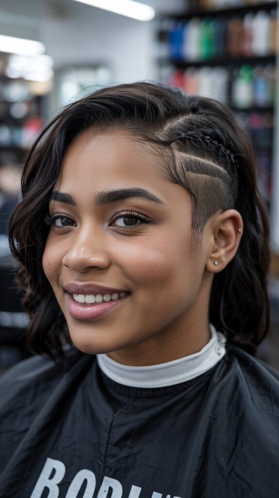 33 Flattering Low Cut Styles for Black Women with Round Faces 32 Fade with Zigzag Part