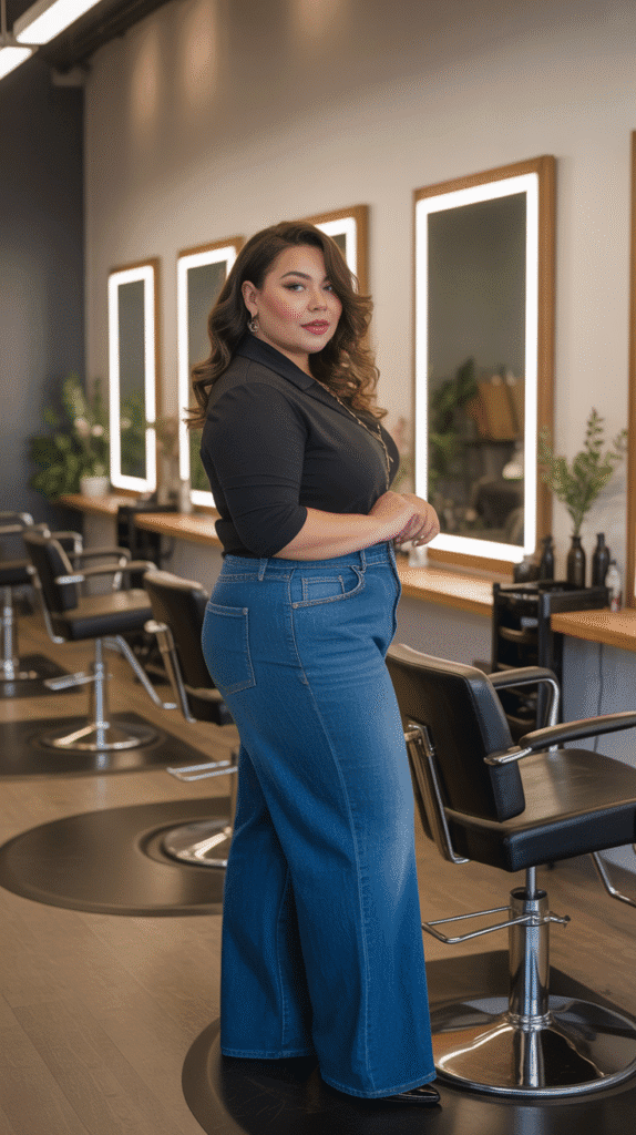32 Flattering Plus-Size Hairstylist Outfits for Work 11 Denim-Based Professional Looks