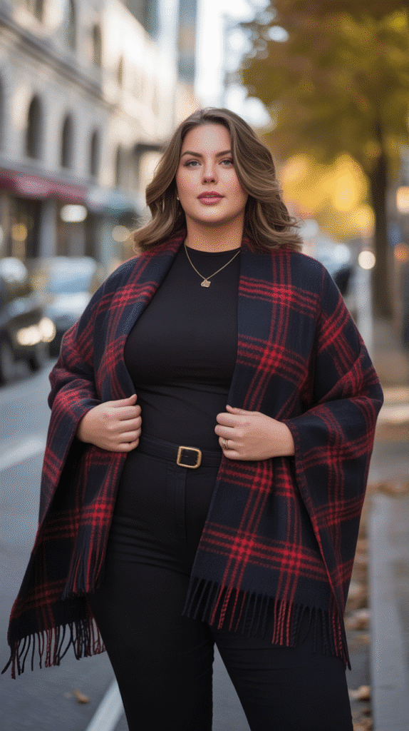  Plaid Scarf and Solid Outfit