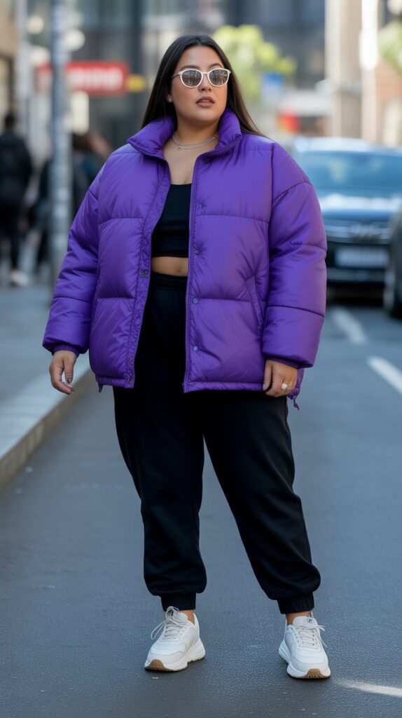 28 Trendy Plus-Size Winter Outfits for Women to Rock This Season 5 Statement Puffer Jacket with Athleisure Elements
