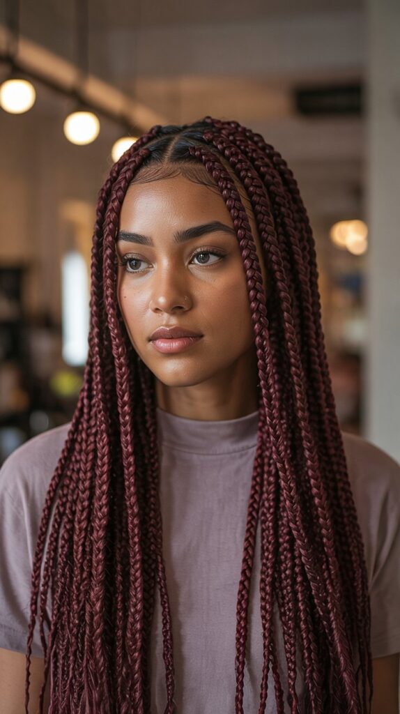 27 Beautiful Winter Hair Braid Color Inspirations 2 Deep Burgundy Box Braids
