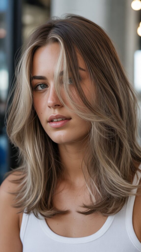 25 Flattering Light Ash Brown Hair Ideas for 2025 13 Ash Brown with Face-Framing Highlights