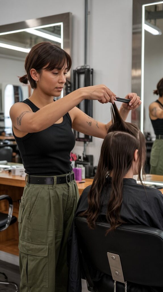 33 Polished Summer Hairstylist Outfits for Work 10 Cargo Pants with Ribbed Tank Top