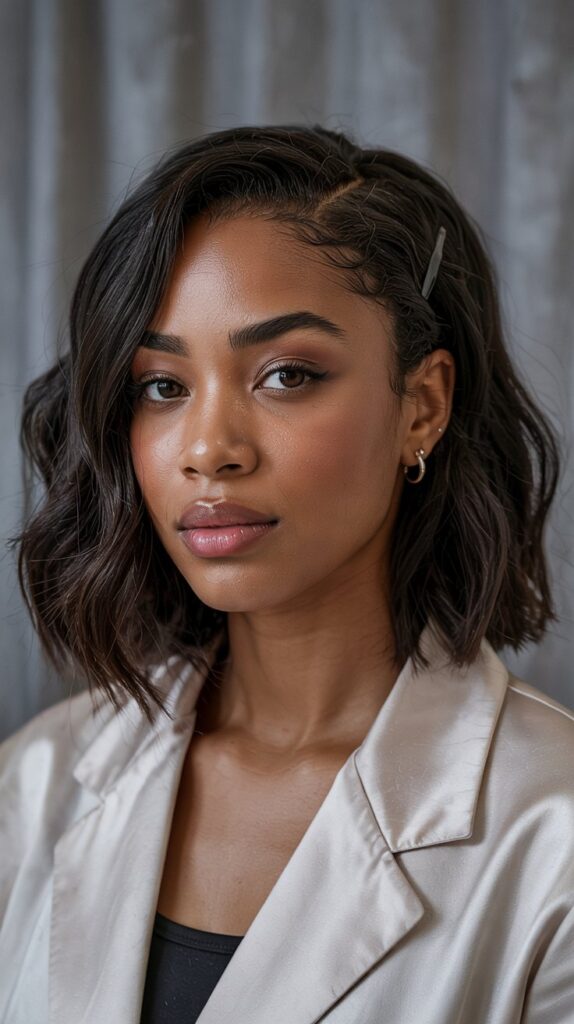 33 Flattering Low Cut Styles for Black Women with Round Faces 1 . Classic Tapered Cut with Side Part