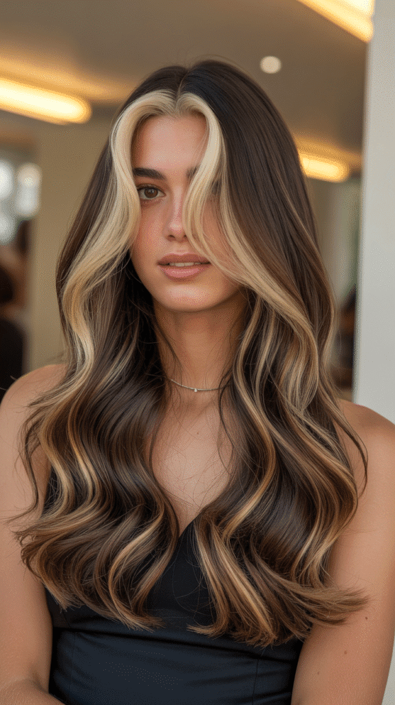 34 Trendy Brunette Balayage Hairstyles with a Money Piece 1 Classic Caramel Balayage with Face-Framing Money Piece