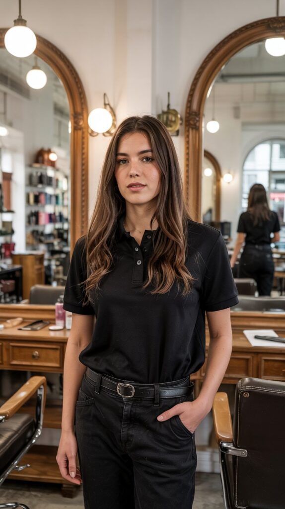  Black Polo Shirt with Black Chinos