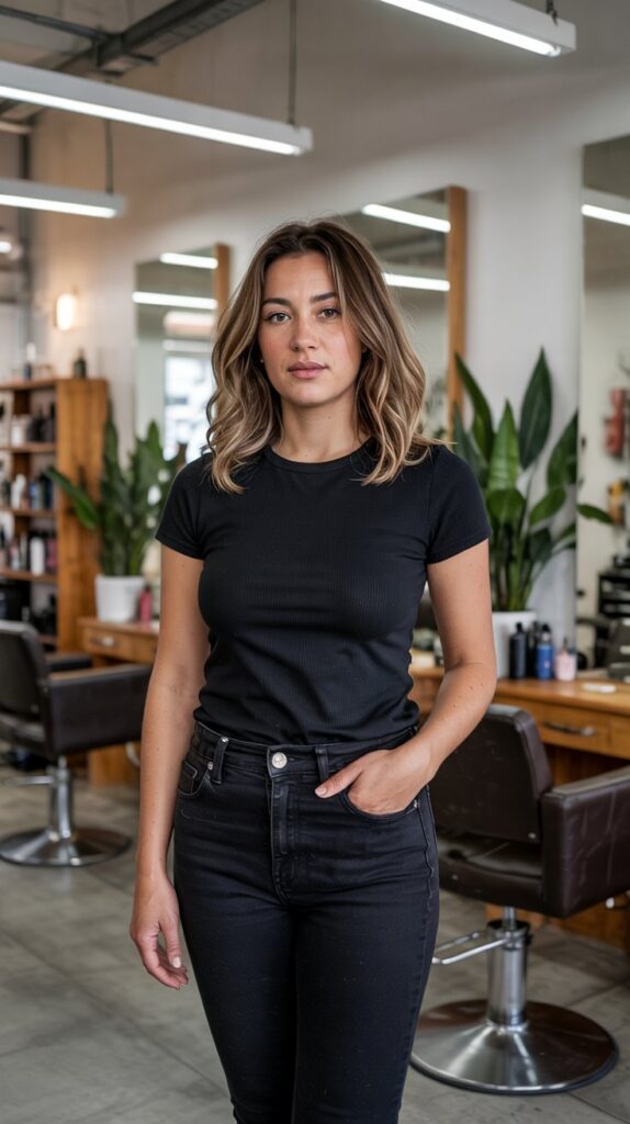  Classic Black Skinny Jeans with Fitted Black Tee