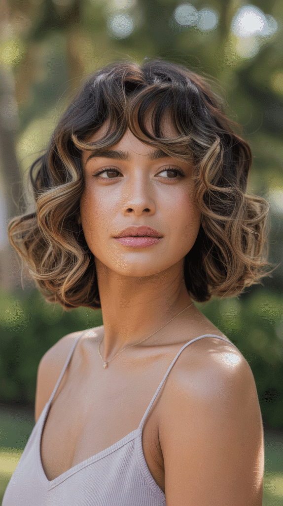  Classic Long Bob with Soft Curtain Bangs