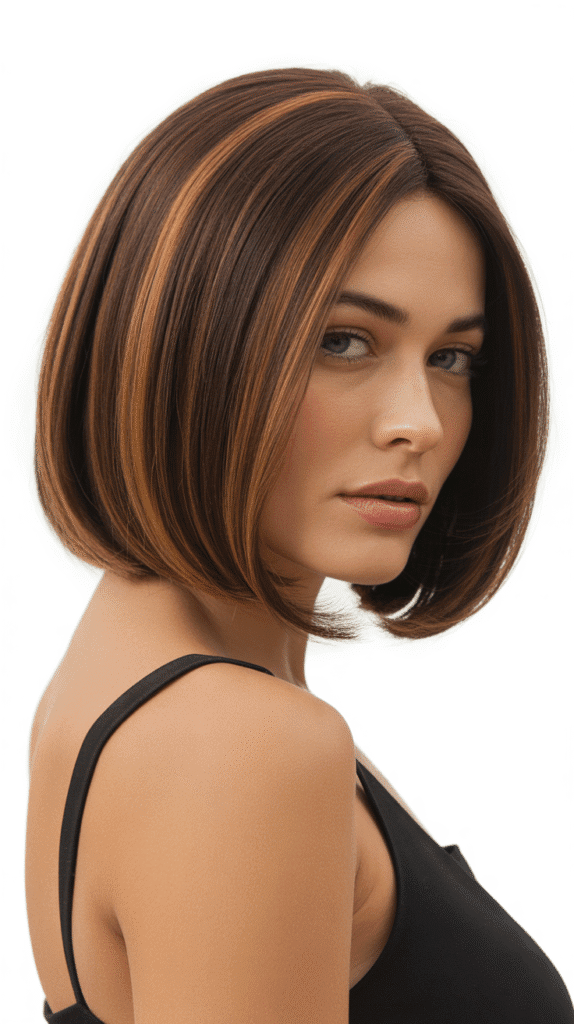 25 Beautiful Brown Wig with Caramel Highlights 2 Short Bob Brown Wig with Face-Framing Caramel Highlights