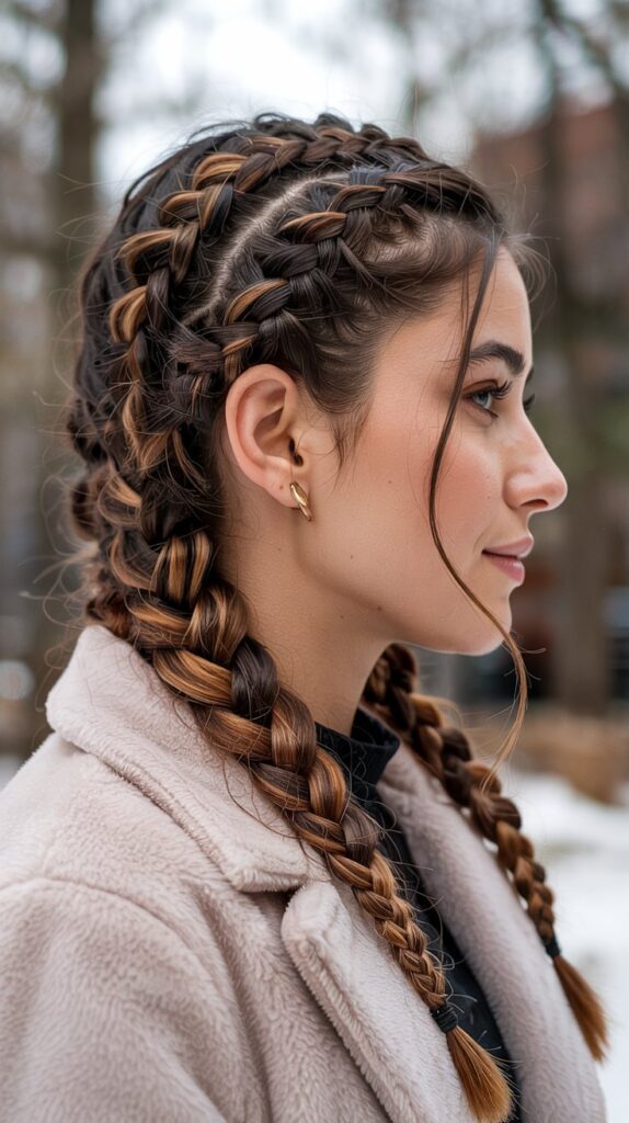  Classic Dutch Braids with Caramel Highlights