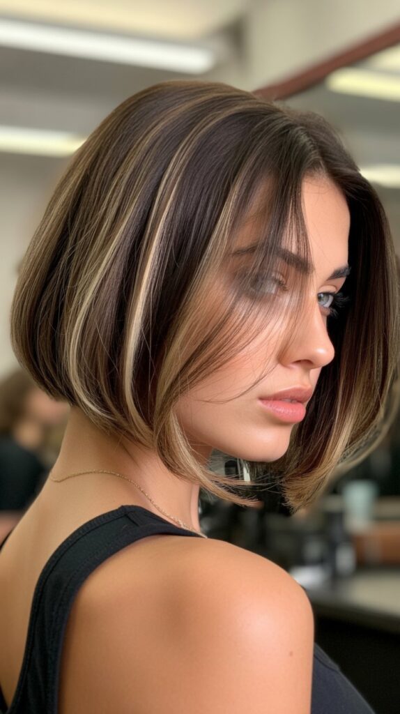 33 Chic Balayage Angled Bob Hairstyles 1 Classic Subtle Balayage Angled Bob