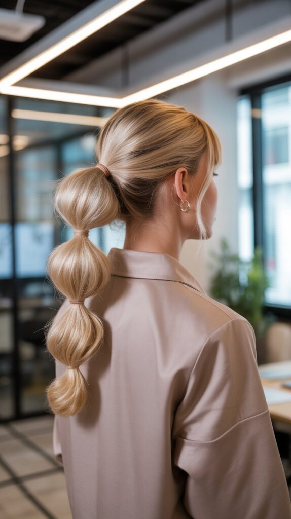 27 Professional Greasy Hair Hairstyles for Work 19 The Bubble Ponytail