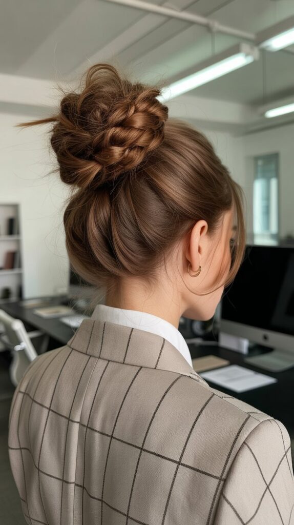 27 Professional Greasy Hair Hairstyles for Work 24 The Knotted Bun