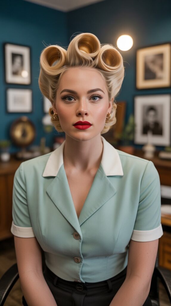 27 Professional Greasy Hair Hairstyles for Work 13 The Vintage Victory Rolls