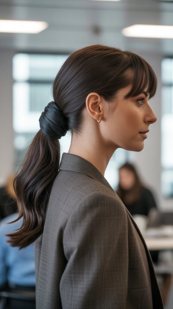 27 Professional Greasy Hair Hairstyles for Work 12 The Wrapped Ponytail