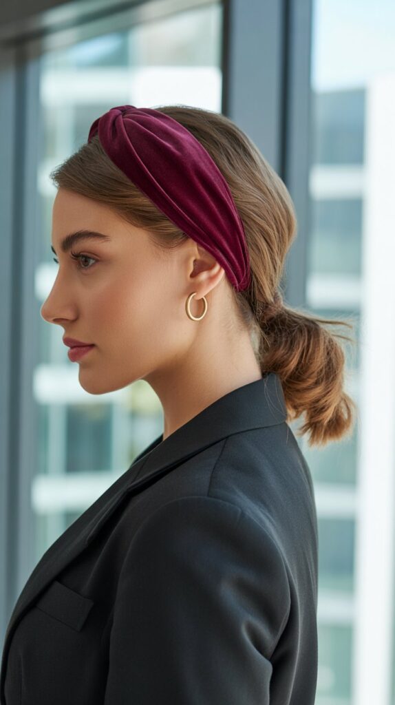 Thick Headband with Low Twisted Ponytail