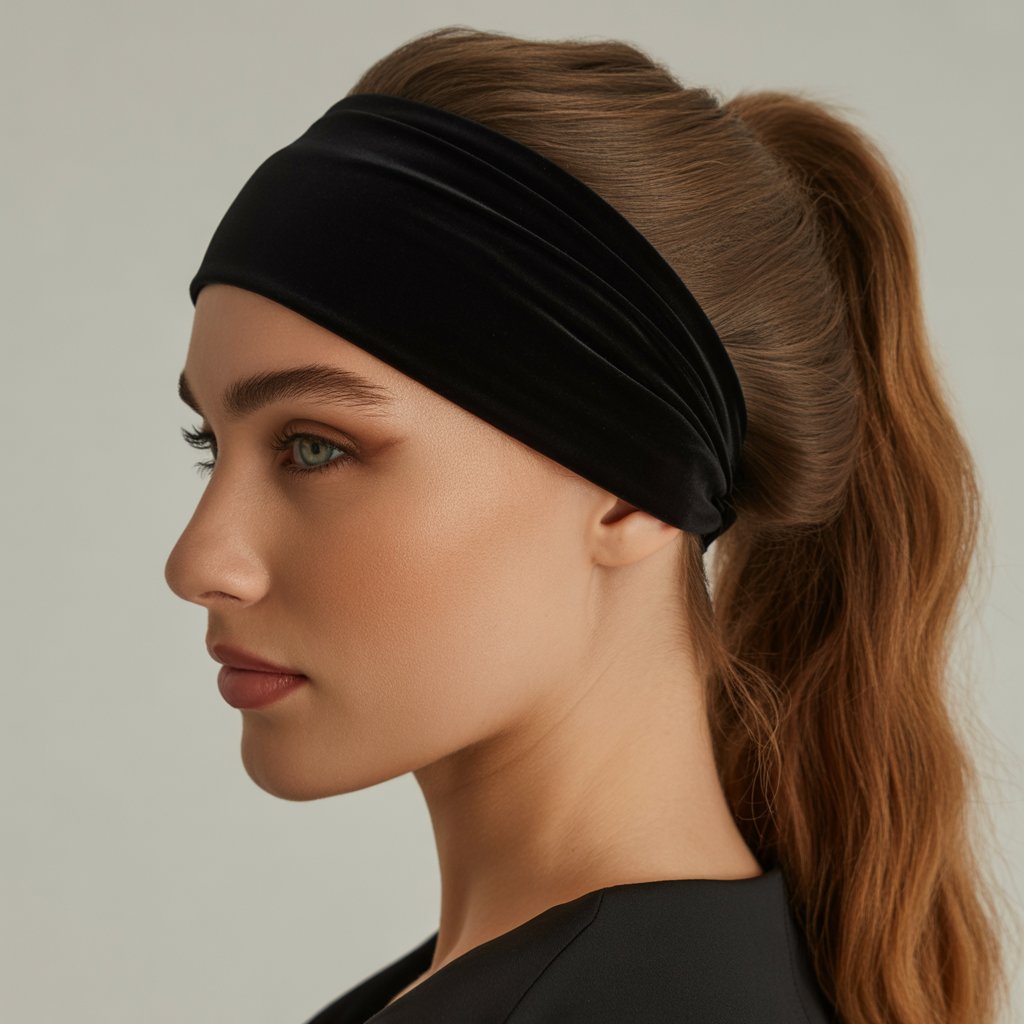 27 Greasy Hair Hairstyles with a Headband 1 Classic Slicked-Back Ponytail with Wide Headband