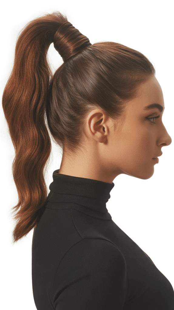 33 Easy and Simple Cute Winter Hairstyles 5 Sleek Ponytail with Volume