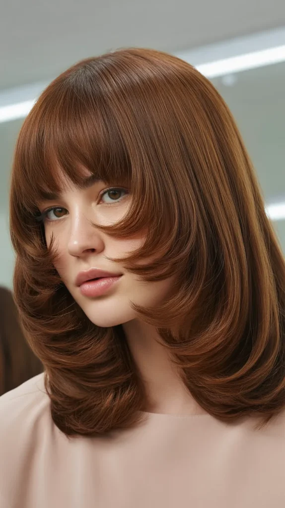 C-Curl Long Bob with Full Curtain Bangs
