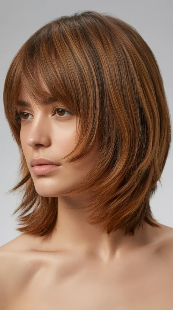 Tousled Long Bob with Piecey Fringe