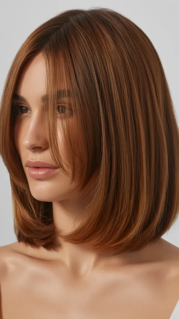 Long Bob with Baby Curtain Bangs