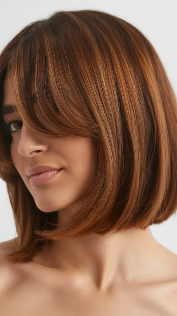  Long Bob with Soft Curtain Fringe