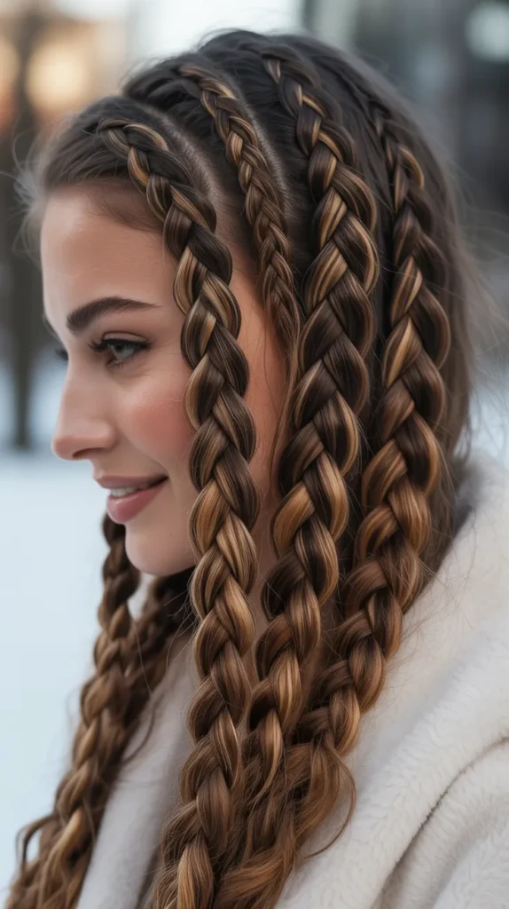 Classic Dutch Braids with Caramel Highlights