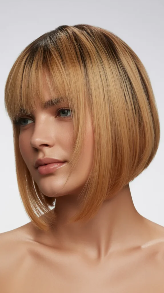 Asymmetrical Long Bob with Razored Bangs