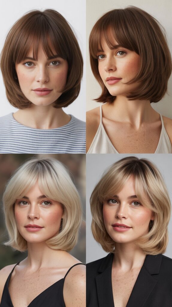 French Bob with Curtain Fringe and Face-Framing Layers