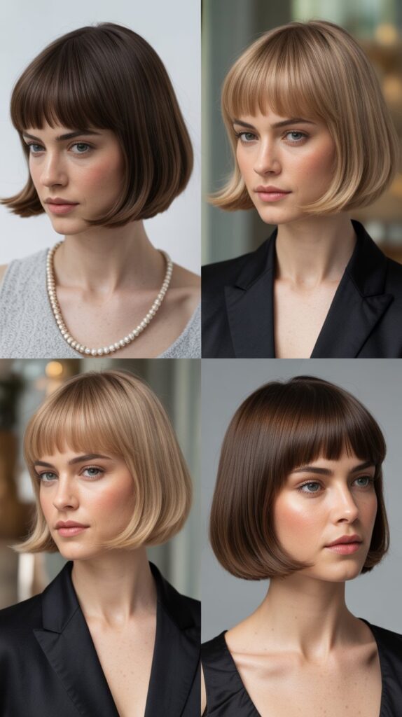 French Bob With Graduated Bob Shape And Arched Bangs